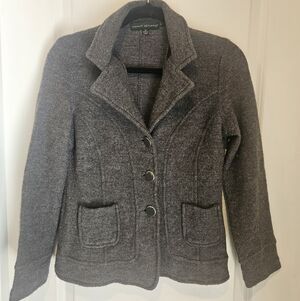 Harve Benard Jacket Gray 100 % Wool Cardigan Size M